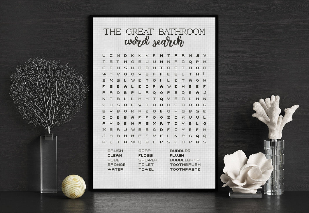 Bathroom cross stitch pattern, Funny cross stitch, Toilet cross stitch bathroom quote, Bathroom word search