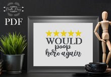 Load image into Gallery viewer, Subversive cross stitch pattern bathroom, Funny cross stitch, Toilet cross stitch bathroom quote, Modern cross stitch, Would poop here again
