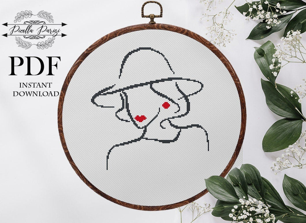 Female cross stitch pattern Boho cross stitch Woman body line art Female line cross stitch pattern PDF