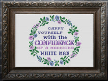 Load image into Gallery viewer, Feminist cross stitch pattern,  Subversive cross stitch pattern, Feminist embroidery, Carry Yourself With The Confidence,  home decor
