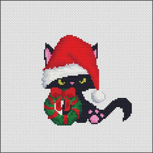 Load image into Gallery viewer, Christmas cat Modern Cross Stitch Pattern, easy counted cross stitch, instant download PDF
