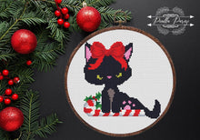 Load image into Gallery viewer, Christmas cat Modern Cross Stitch Pattern, easy counted cross stitch, instant download PDF
