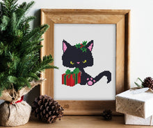 Load image into Gallery viewer, Christmas cat Modern Cross Stitch Pattern, easy counted cross stitch, instant download PDF
