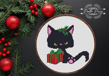 Load image into Gallery viewer, Christmas cat Modern Cross Stitch Pattern, easy counted cross stitch, instant download PDF
