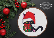 Load image into Gallery viewer, Christmas cat Modern Cross Stitch Pattern, easy counted cross stitch, instant download PDF
