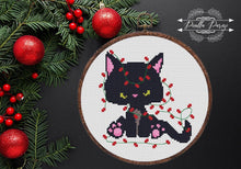 Load image into Gallery viewer, Christmas cat Modern Cross Stitch Pattern, easy counted cross stitch, instant download PDF
