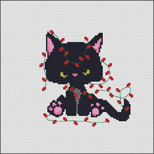 Load image into Gallery viewer, Christmas cat Modern Cross Stitch Pattern, easy counted cross stitch, instant download PDF
