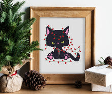 Load image into Gallery viewer, Christmas cat Modern Cross Stitch Pattern, easy counted cross stitch, instant download PDF
