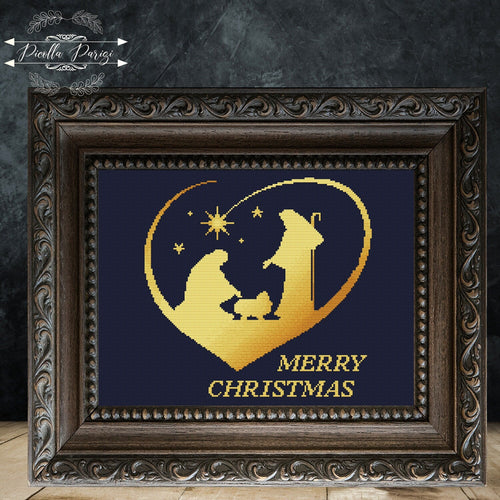 Christmas cross stitch pattern Nativity Bethlehem, Baby Jesus cross stitch pattern, Merry Christmas cross stitch pattern