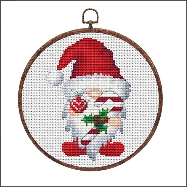 Cross Stitch Pattern Christmas Stocking PDF, Modern Counted Easy Cute  Gnome, Santa Claus Cross Stitch Sampler Design,  Instant Download 