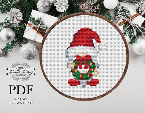 Christmas Gnome Modern Cross Stitch Pattern, Easy cross stitch pattern, Instant download PDF