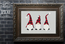 Load image into Gallery viewer, Gnomes cross stitch pattern, Christmas cross stitch pattern, Modern cross stitch pattern, Merry Christmas cross stitch pattern
