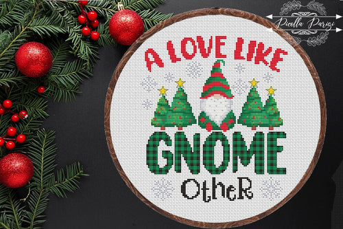 Christmas Gnome Modern Cross Stitch Pattern, Easy cross stitch pattern, A love like gnome other, Instant download PDF