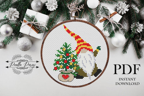 Christmas Gnome Modern Cross Stitch Pattern, Easy cross stitch pattern, Instant download PDF