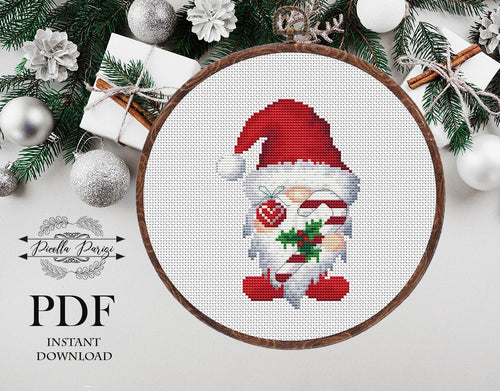 Christmas Gnome Modern Cross Stitch Pattern, Easy cross stitch pattern, Instant download PDF