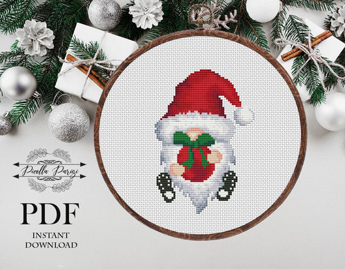 Christmas Gnome Modern Cross Stitch Pattern, Easy cross stitch pattern, Instant download PDF