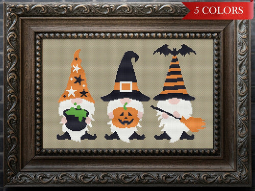 Halloween cross stitch pattern, Autumn cross stitch pattern, Pumpkin cross stitch pattern, Gnomes cross stitch pattern