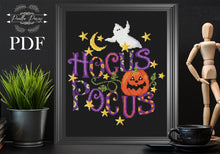 Load image into Gallery viewer, Halloween Modern Cross Stitch Pattern, pumpkin embroidery PDF, Hocus Pocus PDF
