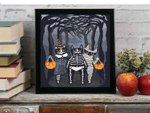 Load image into Gallery viewer, Halloween Modern Cross Stitch Pattern, cat cross stitch chart, pumpkin embroidery PDF
