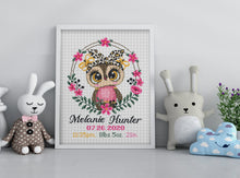 Load image into Gallery viewer, Cross stitch pattern birth announcement, Baby cross stitch pattern, Custom cross stitch pattern
