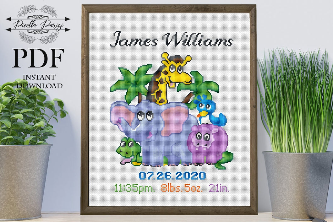 Cross stitch pattern birth announcement, Baby cross stitch pattern, Custom cross stitch pattern