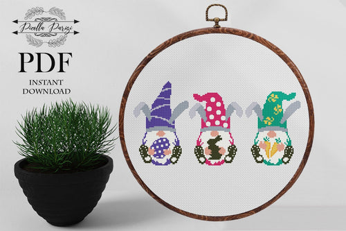 Easter gnomes cross stitch pattern, Easter cross stitch, Easter Egg cross stitch pattern, Happy Easter cross stitch, Easter xstitch