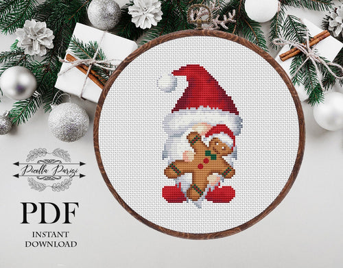 Christmas Gnome Modern Cross Stitch Pattern, Easy cross stitch pattern, Instant download PDF