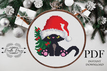 Load image into Gallery viewer, Christmas cats Modern Cross Stitch Pattern set of 3, easy counted cross stitch, instant download PDF
