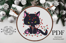 Load image into Gallery viewer, Christmas cats Modern Cross Stitch Pattern set of 3, easy counted cross stitch, instant download PDF
