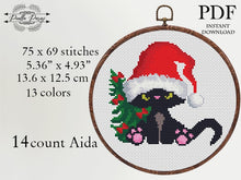 Load image into Gallery viewer, Christmas cats Modern Cross Stitch Pattern set of 3, easy counted cross stitch, instant download PDF
