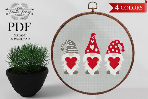 Love cross stitch pattern, Heart cross stitch pattern, love gift, gnomes cross stitch pattern Cross stitch Love