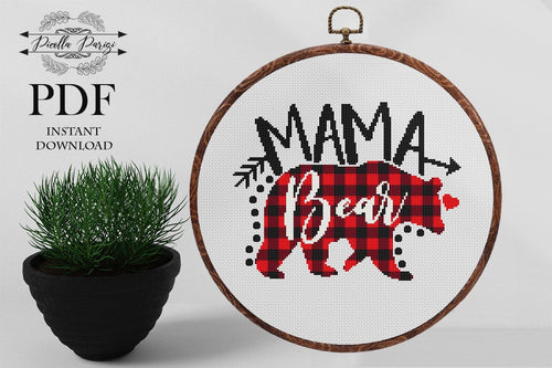 Mama Bear cross stitch pattern, Mommy cross stitch pattern, Mom To Be cross stitch pattern, Bear Mama cross stitch pattern, Mothers Day