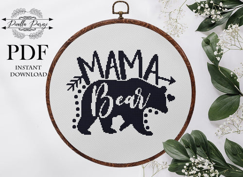 Mama Bear cross stitch pattern, Mommy cross stitch pattern, Mom To Be cross stitch pattern, Bear Mama cross stitch pattern, Mothers Day