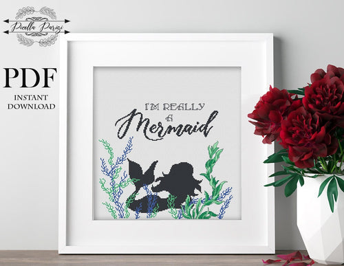 Mermaid cross stitch pattern, Subversive cross stitch pattern, Funny cross stitch pattern, Modern cross stitch pattern