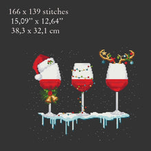 Load image into Gallery viewer, Merry Christmas cross stitch pattern, Merry Christmas cross stitch pattern, New year cross stitch, wine lovers cross stitch
