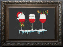 Load image into Gallery viewer, Merry Christmas cross stitch pattern, Merry Christmas cross stitch pattern, New year cross stitch, wine lovers cross stitch
