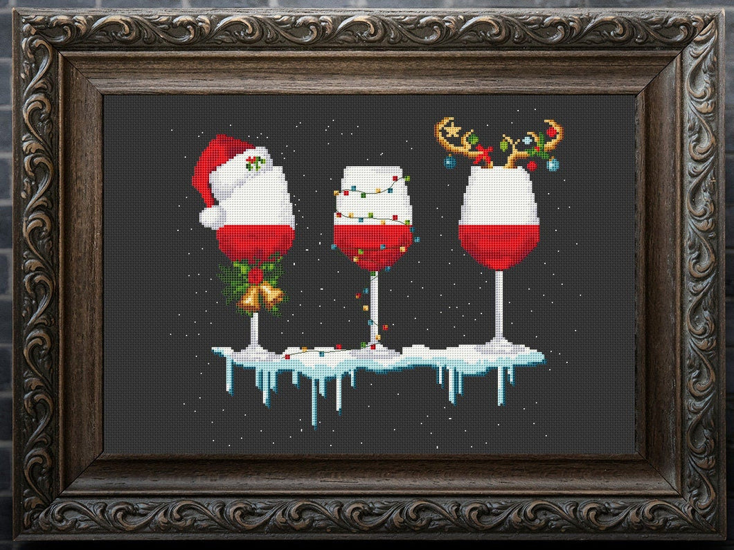 Merry Christmas cross stitch pattern, Merry Christmas cross stitch pattern, New year cross stitch, wine lovers cross stitch