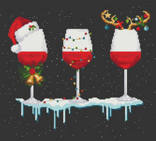 Load image into Gallery viewer, Merry Christmas cross stitch pattern, Merry Christmas cross stitch pattern, New year cross stitch, wine lovers cross stitch
