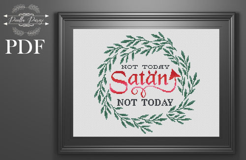 Not Today Satan modern cross stitch pattern funny ironic sarcastic colorful flower floral design DIY home decor instant download PDF xstitch