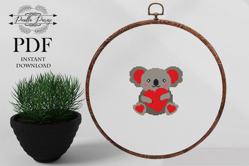 Valentines day Cross Stitch Pattern, Panda cross stitch pattern, Heart cross stitch pattern, Love cross stitch pattern