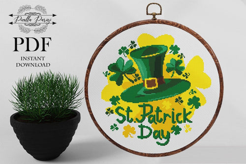 Patricks Day cross stitch pattern, Patricks Day embroidery, Lucky cross stitch, Blessed cross stitch