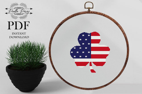 Patricks Day cross stitch pattern, Patricks Day embroidery, Patriotic cross stitch pattern, Leaf cross stitch pattern, USA cross stitch