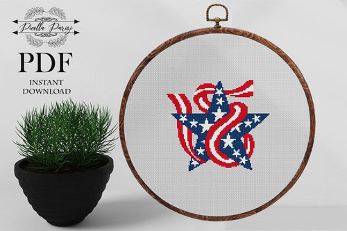 Patriotic cross stitch pattern, Star cross stitch pattern, USA cross stitch, Independence day cross stitch, USA flag