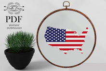 Load image into Gallery viewer, Patriotic cross stitch pattern modern, USA cross stitch, Independence day cross stitch, 4th July  cross stitch USA flag PDF pattern
