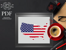 Load image into Gallery viewer, Patriotic cross stitch pattern modern, USA cross stitch, Independence day cross stitch, 4th July  cross stitch USA flag PDF pattern
