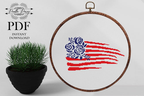 Patriotic cross stitch pattern USA cross stitch, Independence day cross stitch, 4th July  cross stitch USA flag PDF pattern