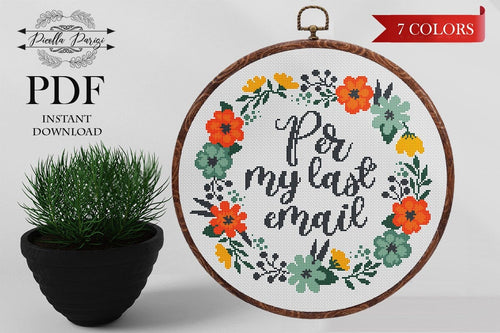 Floral Cross stitch Subversive cross stitch  Funny cross stitch Flower Wreath cross stitch modern Per my last email, download PDF pattern