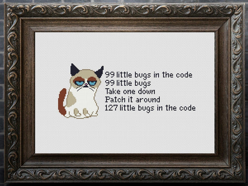 Programmer cross stitch pattern, Funny cross stitch pattern, Cat cross stitch pattern