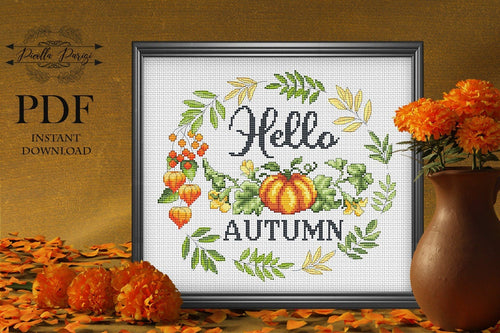 Halloween cross stitch pattern, Autumn cross stitch pattern, Pumpkin cross stitch pattern, fall cross stitch pattern, Thanksgiving Day