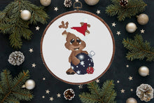 Load image into Gallery viewer, Christmas cross stitch pattern, Modern cross stitch pattern, Merry Christmas cross stitch pattern, New year, Rudolph
